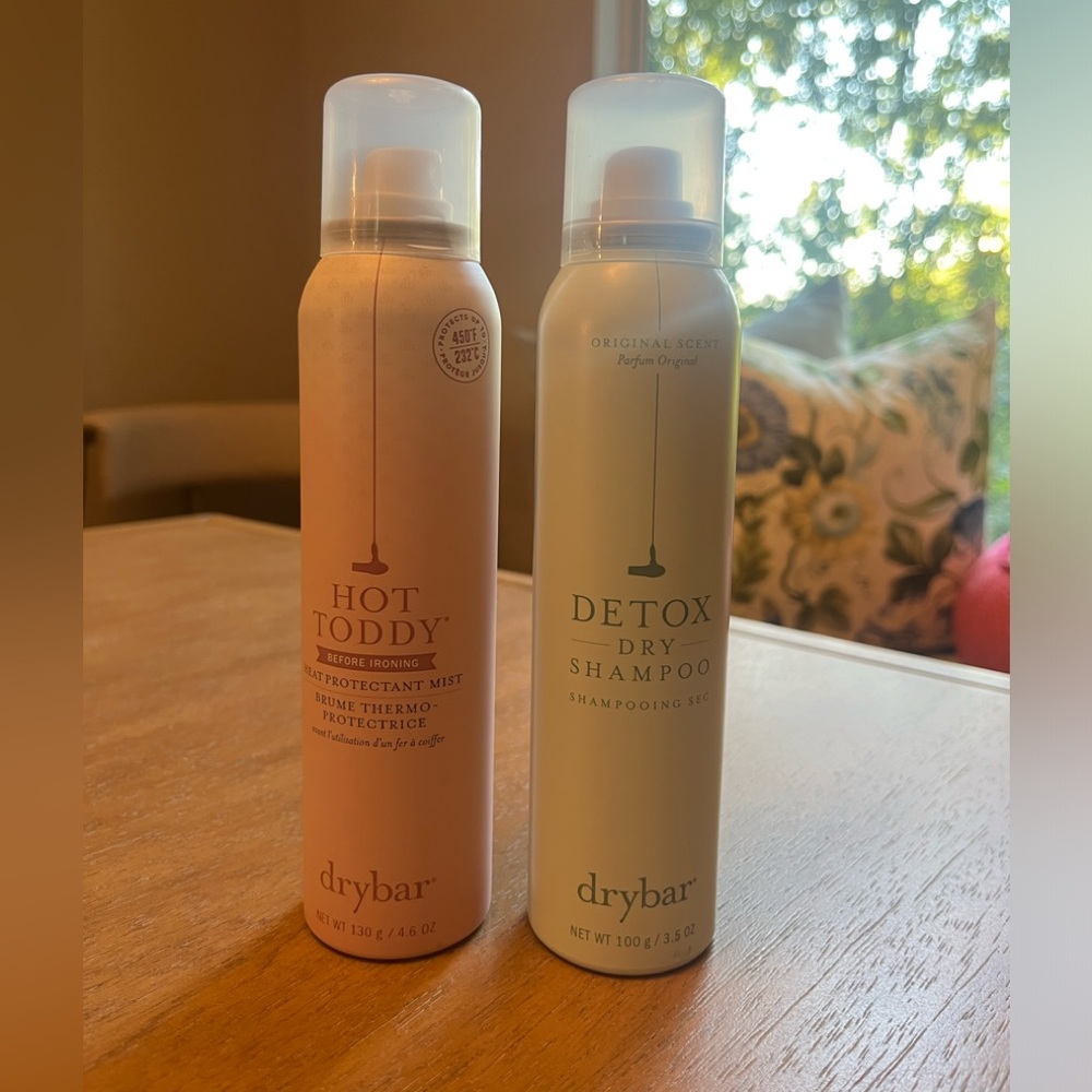 Hot Toddy heat protectant mist & Detox dry shampoo from drybar